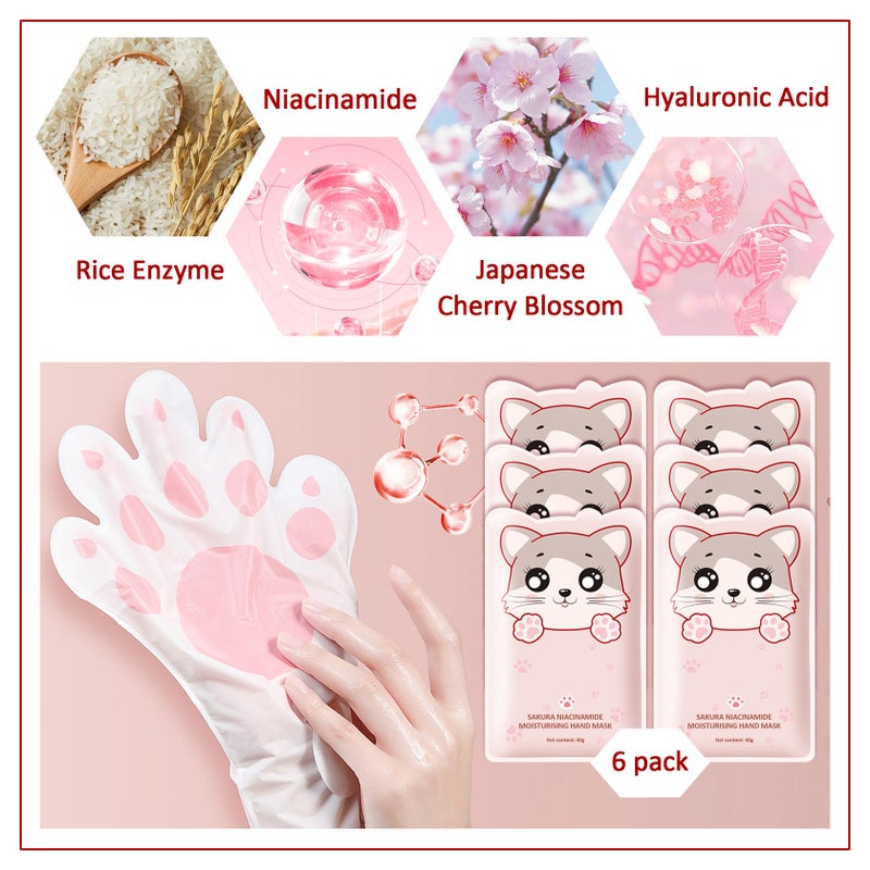 PPPanYiDi Hand Masks Moisturizing Gloves,6 Pairs Hydrating Hand Peel Masks Gift Set for Dry Cracked Hands Care,Long-lasting and Non-greasy Hand Moisturizer Gloves for Women A - Image 3
